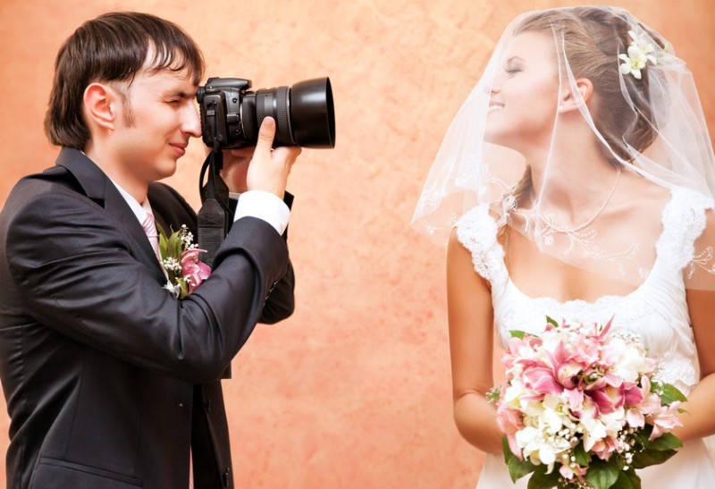 newlyweds taking photos